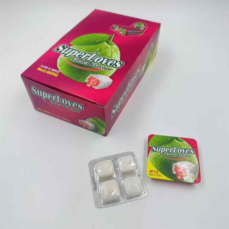 Center filled jam bubble gum