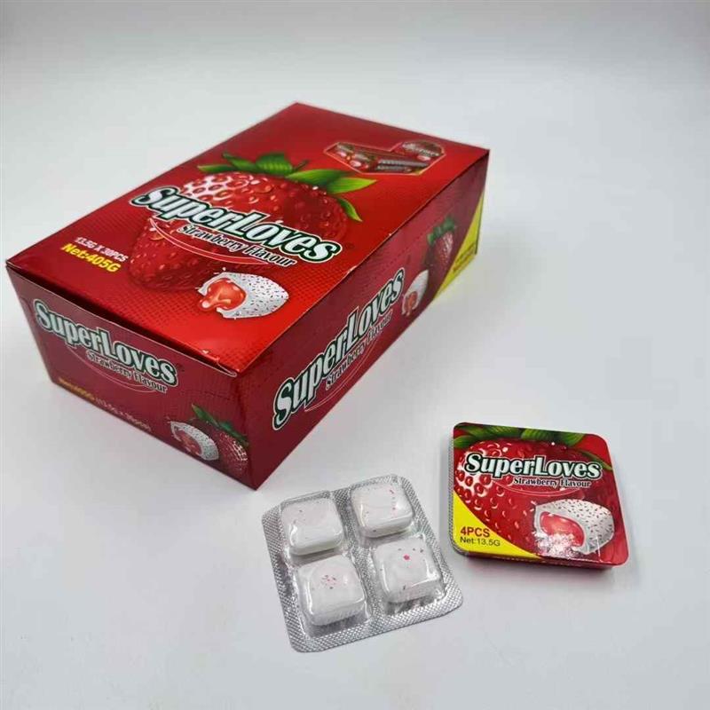 Center filled jam bubble gum